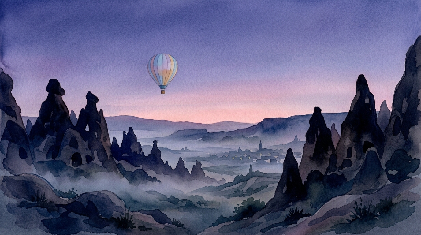 Quiet Balloon Over Cappadocia
